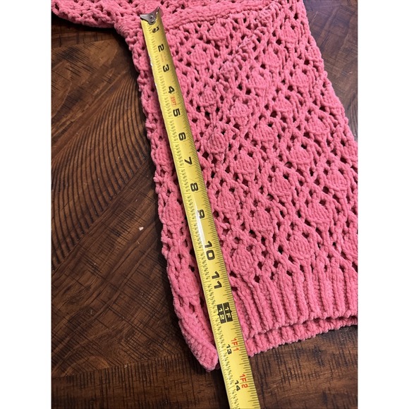 POL Sweater Women's Large 3/4 Wide Sleeves Cropped Oversized Boho Artsy Pink - Picture 12 of 12